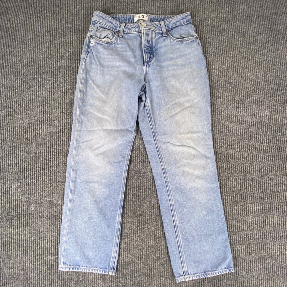 PAIGE Noella Jeans Women 26 Light Blue Straight Leg High Rise Button Fly Denim